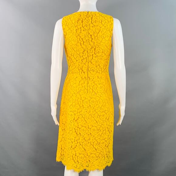 MICHAEL KORS Size 4 Yellow Mustard Cotton Blend Lace A-Line Cocktail Dress - Picture 4 of 7